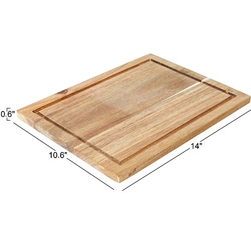 Tabla de cortar de madera de acacia con ranuras para jugos miniatura 7