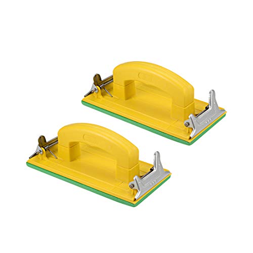 uxcell Hand Sander with Handle, Hand Sanding Block Manual Sandpaper Holder for Wood, Drywall, Metal, Autobody Polishing 2pcs