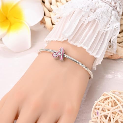 Letter Charms for Pandora Bracelets Pink Alphabet Initial Beads for Women Jewelry Gifts3