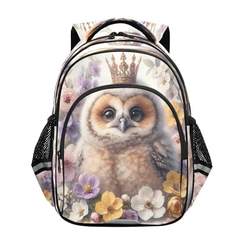 17 Inch Kids Backpack for Girls Boys, Cute Owl and Flowers Durable Backpack for Kids