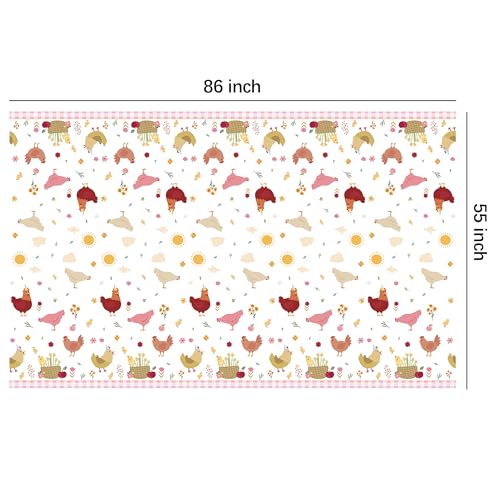 Image of Chicken Party Decorations Tablecloth for Birthday Baby Shower, 3 Pack Farm Animal Barnyard Little Chick Birthday Party Supplies Table Cover, 55in x 86in