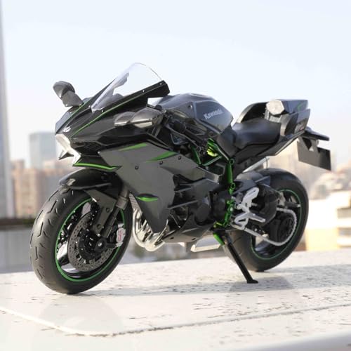 Modelo motocicleta Kawasaki Ninja H2R escala 1:9 negro miniatura 6