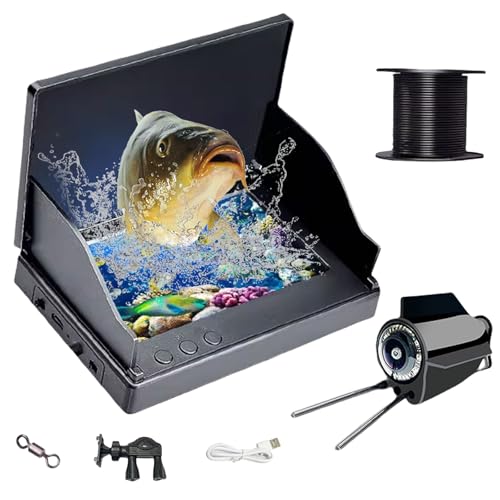 5'' Underwater Fishing Camera,220° Wide Angle,1080P HD Monitor,98ft Cable