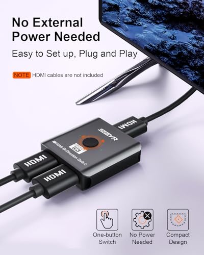 image for SGEYR HDMI Switch, 8K HDMI Switcher 2 in 1 Out,HDMI 2.1 Switch Selecto
