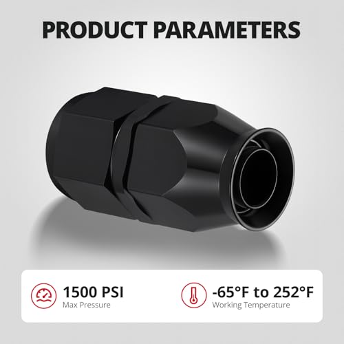 Image of EVIL ENERGY 12AN PTFE Hose End Fitting Straight Black for PTFE Hose Only 4PCS
