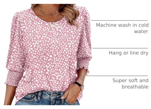 Image of XIEERDUO Blouses for Women Dressy Casual 3 /4 Length Sleeve Womens Tops with Smocked Cuffs