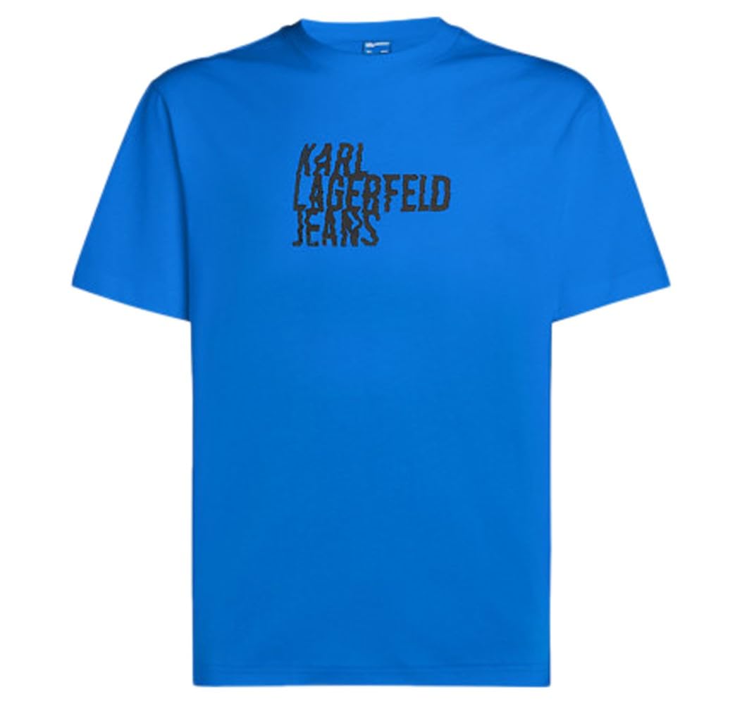 KARL LAGERFELD JEANS Men Regular Short Sleeve Logo T-Shirt KLJ Blue S