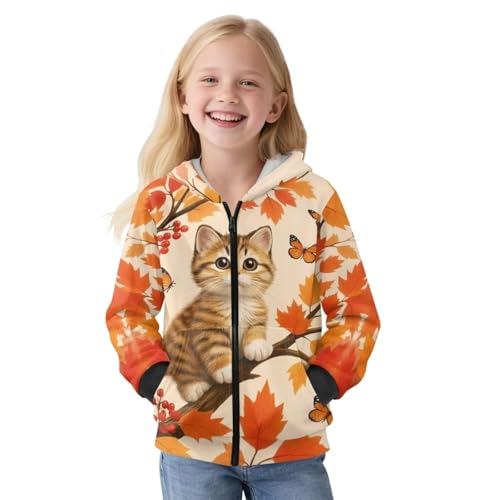 Sweatshirts for Teen Girls Zip Up Hoodie for Kids Toddler Jackets for Girls Thermal Clothes with Pockets Winter 6-16