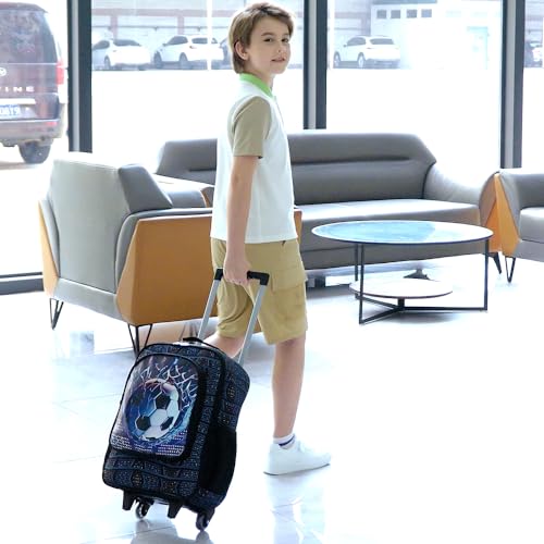 Boys Luggage, Kids Water Resistant Rolling Suitcase, Cool Soccer Travel Carry on for Elementary Preschool Toddler2