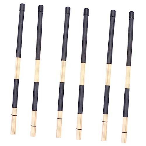 Ibasenice Set de 3 pares de Baquetas tipo Brush en Bambú y plástico para percusión miniatura 1