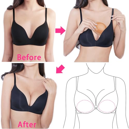 Image of Sticky Bra Inserts, Soft Lightweight Adhesive Bra Pads Push up Bikini Padding Reusable Washable Breast Enhancer