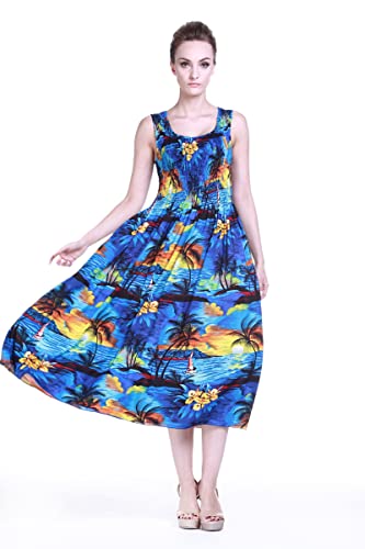 Image of Hawaii Hangover Family Matching Hawaiian Clothes, Sunset Blue | Family matching Hawaiian outfits, Sunset Blue, lightweight rayon, machine washable, tropical print, luaus, cruises