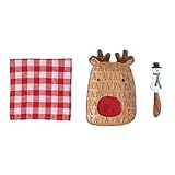 Mud Pie Weihnachtliches Rentier-Tablett und Handtuch-Set