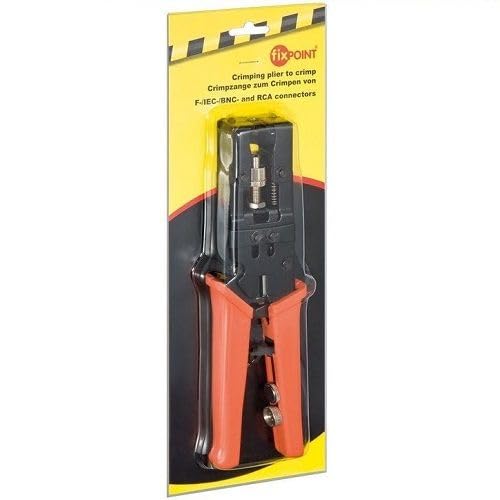 CABLEPELADO - Herramienta Crimpadora Metálica | Tenaza para Conectores F, BNC, IEC y RCA | Pinza de Compresión Robusta para Instaladores Profesionales
