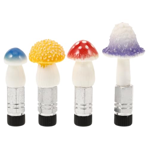 BESPORTBLE 4pcs Cute Mushroom Metal Tire Valve Stem Caps para Autos, Bicicletas y Camiones, Protectores Resistentes al Clima, Fácil Instalación para Presta miniatura 1