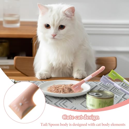 YTSMFL 6 Stück Katzenfutter Löffel, Futterlöffel Katze Dosenlöffel Tierfutterlöffel Silikon Tierfutter Dosenlöffel Mischlöffel Tierfutter Katzen Löffel Lang
