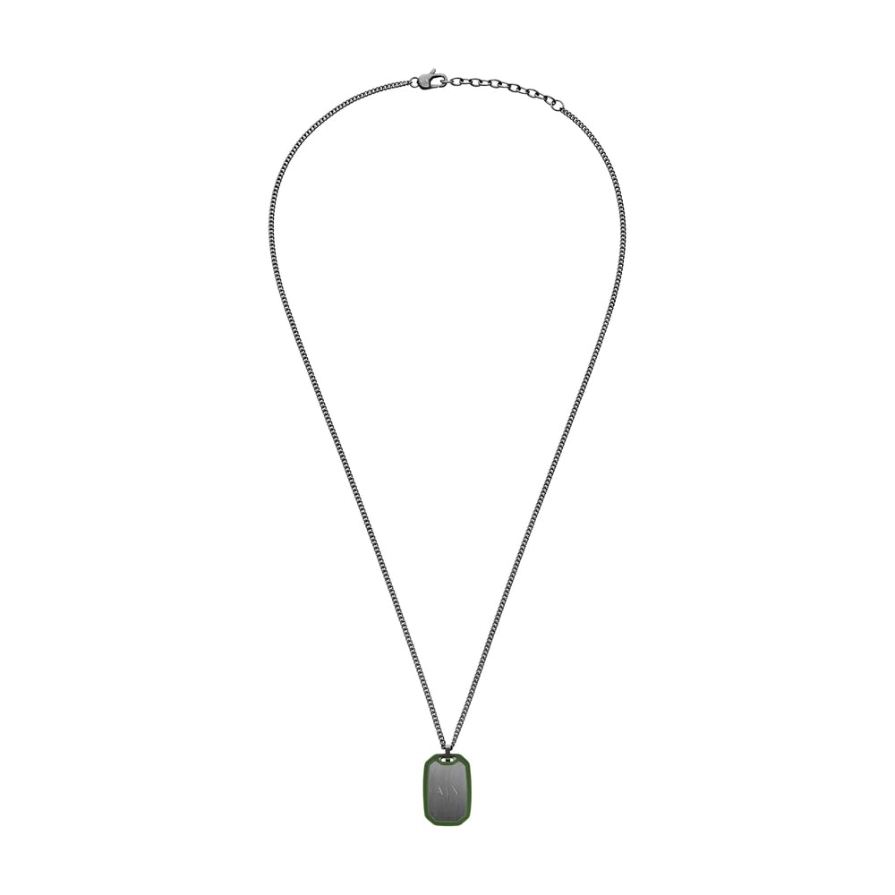 Armani Exchange Men's Gunmetal Stainless Steel Necklace, AXG0170060