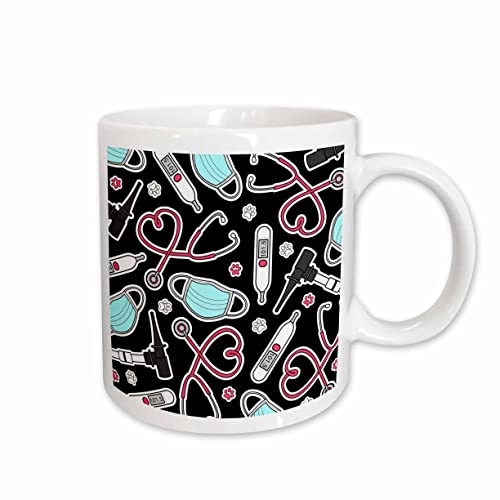3dRose Cute Veterinarian or Veterinary Technician Love Pattern 11oz Mug