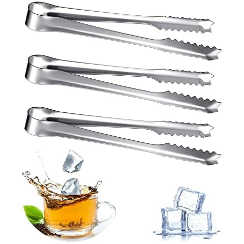 3 Pcs Stainless Steel Ice Tongs, Mini Sugar Tongs, Serving Tongs, Small Tongs Kitchen Tongs for Bar, Wedding, Party, Buffet, Grill, Picnic Cover