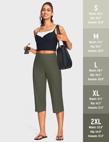 Image of ISEEGZ 15 inch / 18 inch / 21 inch / 25 inch Capri Pants for Women High Waist with Pockets Women's Capris Workout Yoga Pants Loose Straight Leg