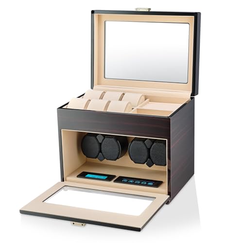 Watch Winder with 6 Storage Slots Jewelry Organizer and LED Interior Light