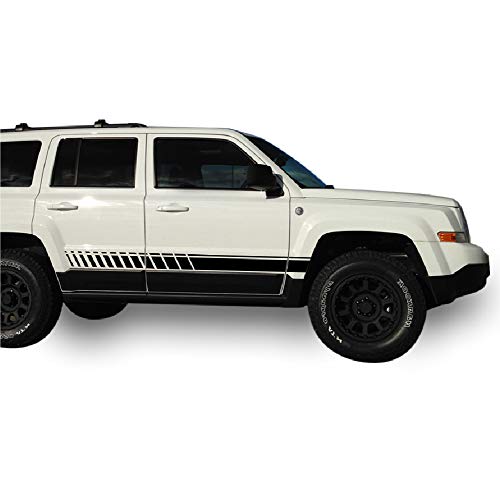 Bubbles Designs Decal Sticker Vinyl Side Sport Stripe Kit Compatible with Jeep Patriot 2007-2017 (Black)