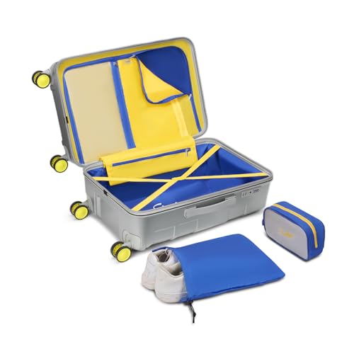 Image of Skybags Whistle Podu Check-in Trolley Bag 68cm | Medium | Hard Luggage | Official CSK Edition 8-Wheel Suitcase | TSA Lock with Anti-Theft Zipper | Polycarbonate | 3 Years Warranty - Unisex (Silver)
