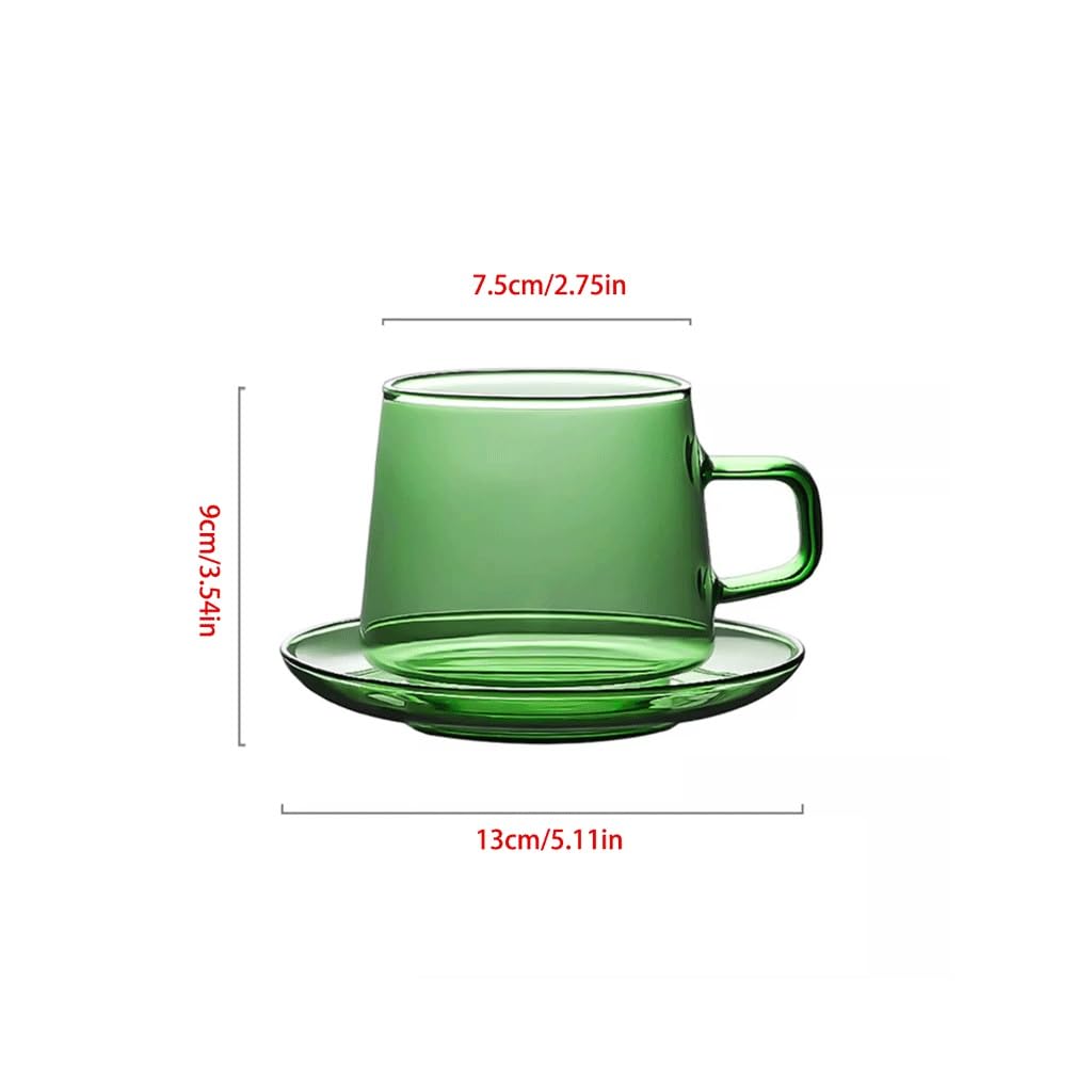 ENGENDER Tazas Cafe Taza De Café Y Platillo Cristal For El Hogar, Agua, Té La Tarde Retro con Asa, Leche Mug Cups(A)