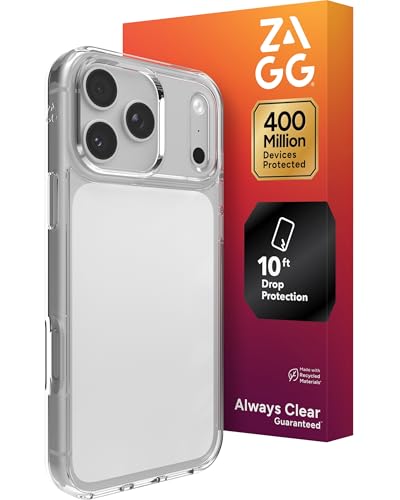 Zagg Crystal Palace Lite Coque de Protection Transparente pour iPhone 17 Pro Max (3 m), Ultra Fine, légère, Mince, Minimaliste avec Design Transparent, Technologie Anti-jaunissement