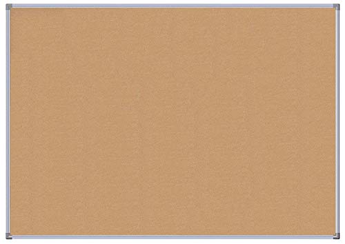 Quickdraw Tablero de mensajes de aviso de corcho con marco de aluminio premium y fijaciones 900 mm x 600 mm Marrón y Plata