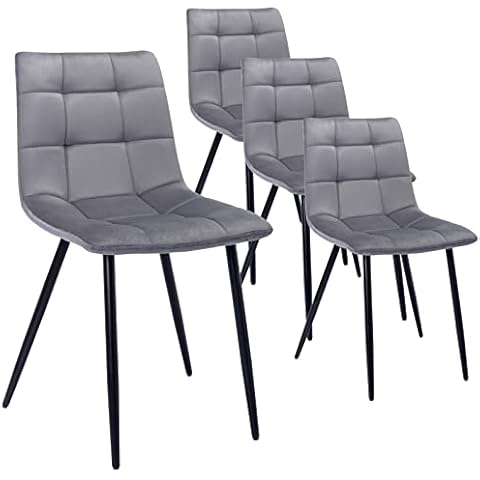Bonzyhome Dining chairs, Velvet Dining Chairs Set of 4 with Metal Legs, Grey Dining Chairs for Living Room (Set of 4,Classic-dark grey) Cover