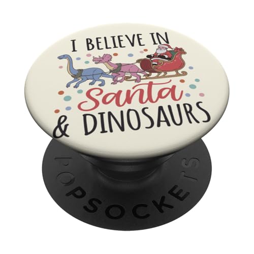 Credo in Babbo Natale e nei dinosauri | Funny Dino Santa Christmas PopSockets PopGrip Adesivo