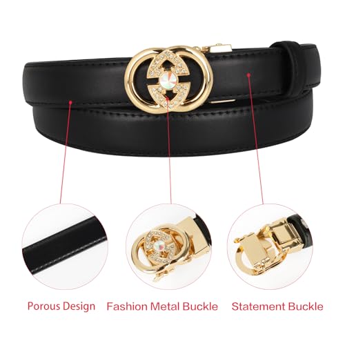 Image of Aurolran Women's Leather Belt with Buckle - Ideal for Dresses, Jeans, and Coats