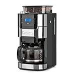Barista Filterkaffeemaschine mit verstellbarem Mahlwerk & Glaskanne | Warmhaltefunktion, 24h Timer & Permanentfilter | Für 10 Tassen Kaffee | Kaffeemaschine für Bohnen & Pulver [Edelstahl]