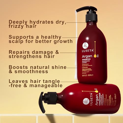 Image of Luseta Argan Oil Shampoo & Conditioner Set for Dry Damaged Hair, 2 * 16.9oz