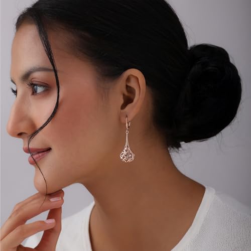 Image of TRUESILVER ACPL 925 Sterling Silver Drop Earrings for Women & Girls | BIS Hallmarked Elegant Dangle Earrings | Stylish Leverback Everyday & Gift Jewelry