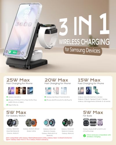 Image of Meifigno 25W Magnetic Charging Station for S26 Ultra /Galaxy Watch9 /Ultra2