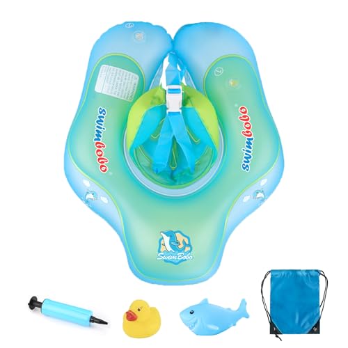 Luchild Flotador de natación para bebé con asiento, flotadores de cintura ajustable, anillo inflable para bebé con bomba manual