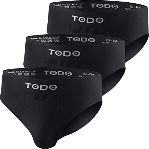 TODO Elastisch Sport Herren Slip (3er Pack) Atmungsaktiv Sportunterwäsche, Unterhosen Männer Slip ohne Scheuern (Slip Schwarz, S/M)