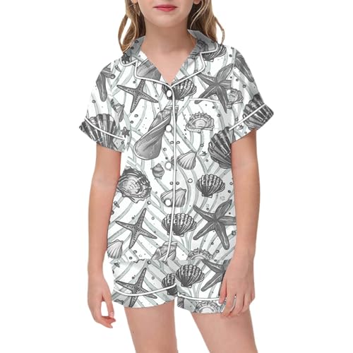 Satin Silk 𝐏a𝐣amas for Kids Short Sleeve Button-Down 𝐏𝐣s 𝐋oun𝐠ewear Sets with Shorts Funny Print Silk 𝐒lee𝐩wear