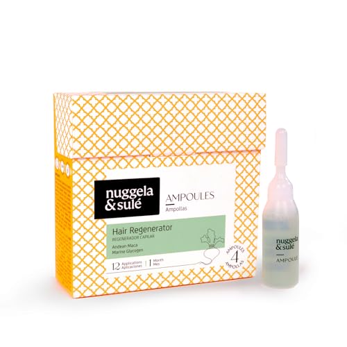 Nuggela & Sulé Pack Ampollas Regenerador Capilar. Tratamiento Efectivo. Aumenta la densidad de cabellos y su grosor. Especial para zonas despobladas. Tratamiento 4 semanas. 4 x 10 ml