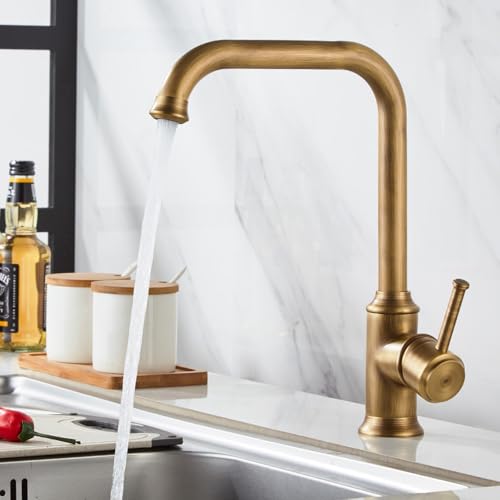 Robinet de cuisine haut de gamme or avec mitigeur pull-down et douchette à commande unique