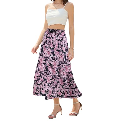 Maxi Skirts for Women with Pockets Long Midi Length Casual Skirt for Holiday