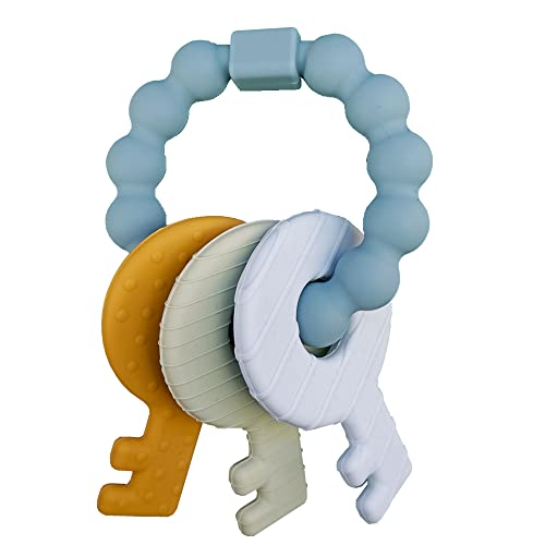 Image of Baby Keys Teether Toys,Silicone Teething Toys for 3+ Months,Teething Keys Toy for Infants-Soft & Raised Texture to Soothe Gums,BPA Free (Deep Blue)