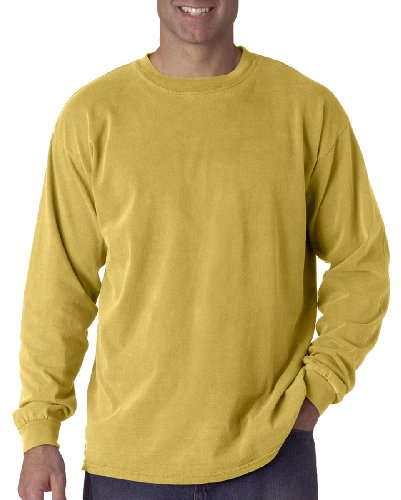 Image of Comfort Colors Ringspun Garment-Dyed Long-Sleeve T-Shirt (C6014)- MUSTARD, 3XL