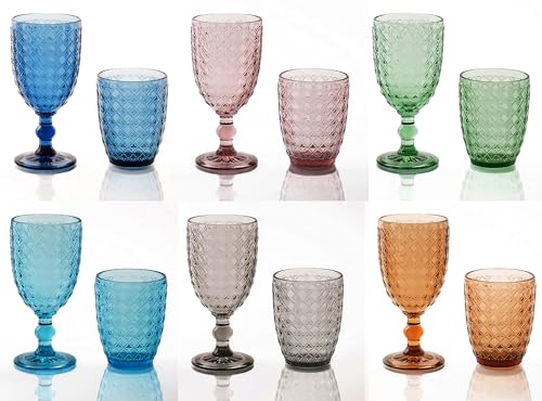 TREND FOR HOME Set di 6 Bicchieri Acqua Vetro Moderni 280 ml Bicchieri Vino  Bicchieri da