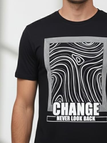 Image of Dollar Club Men's Cotton Round Neck Printed T-Shirt Black