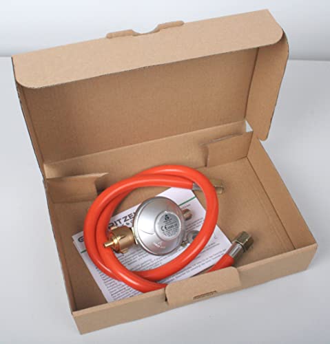 Gas Niederdruckregler 50mbar + Gasschlauch Neu-3