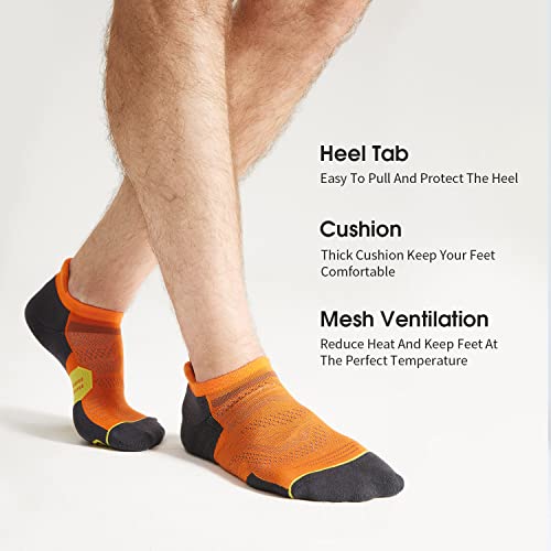 Image of CS CELERSPORT Men's Ankle Running Socks with Cushion, Arch Support Low Cut Athletic Tab Socks for Men Women 6 Pack