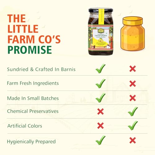 Image of THE LITTLE FARM CO Sweet & Sour Lemon Pickle - Nimbu ka Achar (300g) | Oil Free | Homestyle Khatta Meetha Nimbu Pickles | No Added Preservatives, Artificial Colours & Flavours | Traditional Recipe